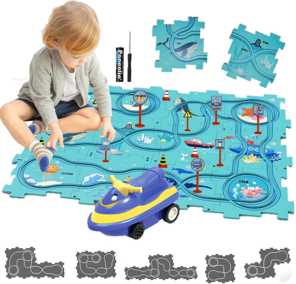 Puzzle Racer Track Set For Kids