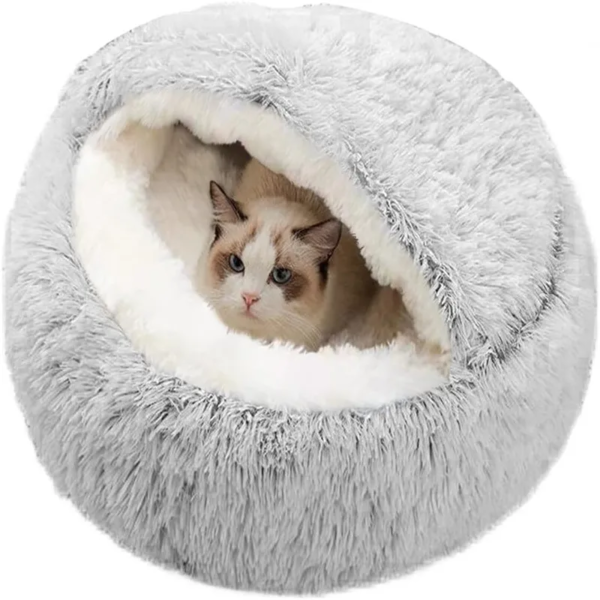 Hooded Fluffy Cat Bed - Image 2