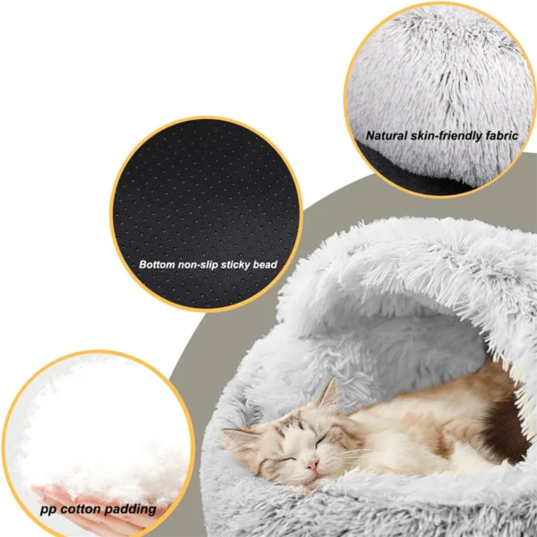 Hooded Fluffy Cat Bed - Image 7