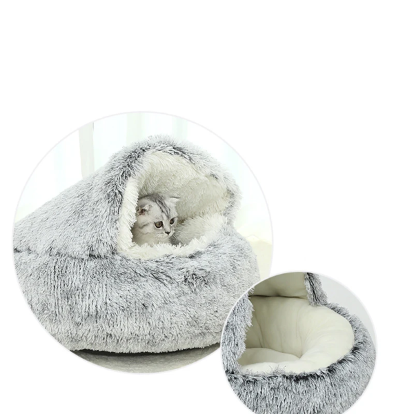 Hooded Fluffy Cat Bed - Image 6